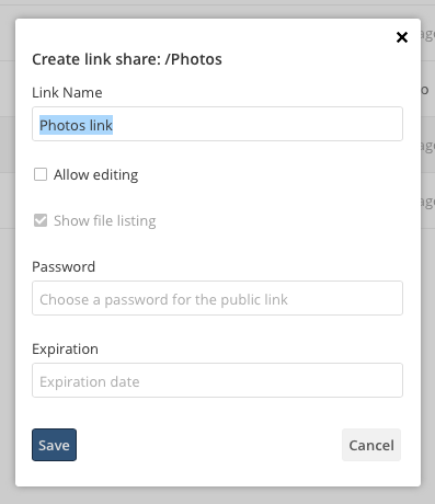 Create a public link - step two.